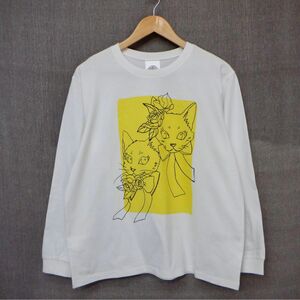 ScoLar：スカラー　花とリボンでおめかしネコプリント ロングスリーブTシャツ