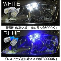 T10 ポジションランプ led バルブ ウェッジ球 ナンバー灯 ライセンスランプ 1W クリスタルレンズ 2個セット ブルー 汎用 外装_画像3