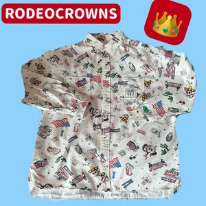 RODEOCROWNS 長袖 シャツ コットン 古着 総柄　可愛い　春服　訳あり　限定　10周年