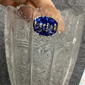 03730 Parlak ボヘミア クリスタルガラス HAND CUT LEAD CRYSTAL OVER 24% 花瓶 インテリア ディスプレイ フラワーベース 箱付き 現状品の画像3