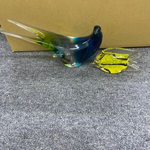 03747 グラス置物まとめ　Multi Glass マルティグラス 鶏　鳥　雄鶏　雌鶏　魚　置物　インテリア