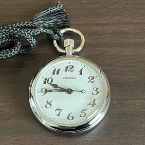 懐中時計 SEIKO 7C11-0010 鉄道時計 ホワイト文字盤 クォーツ 美品の画像1