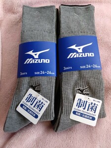 ⑤MIZUNO　メンズソックス　サイズ２４〜２６cm　６足　制菌　抗菌防臭　　　　