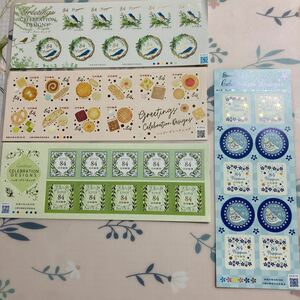 【送料無料】ハッピーグリーティング Greetings CELEBRATION DESIGNS 4種　84円切手シート×4シート