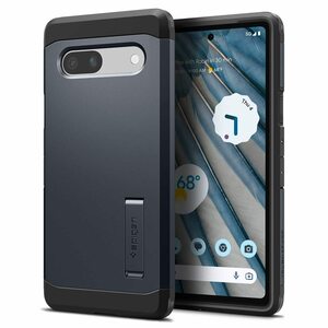 Spigen Google Pixel7a ケース 耐衝撃 スタンド付き 三層構造 カメラ保護 傷防止 衝撃 吸収 ACS05820 メタル・スレート