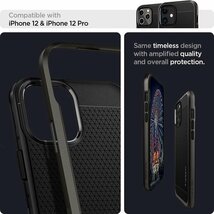 Spigen iPhone12Pro ケース iPhone12 ケース 耐衝撃 バンパーケース Qi充電 ワイヤレス充電 ACS01711 ガンメタル_画像4