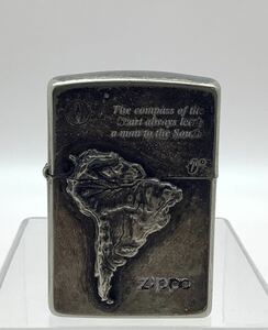 Zippo ジッポー 南アメリカ大陸 地図 赤道 メタル貼り C Zippo IX BRADFORDライター 喫煙具 