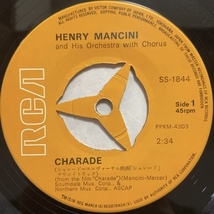 HENRY MANCINI AND HIS ORCHESTRA CHARADE 45's 7インチ シャレード　ヘンリー・マンシーニ_画像2