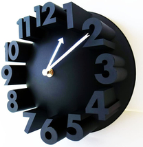 【MEIDI-CLOCK】立体時計 ウォールクロック (ブラック 黒) アート 3D ナンバー ラウンド 壁掛け時計_画像1