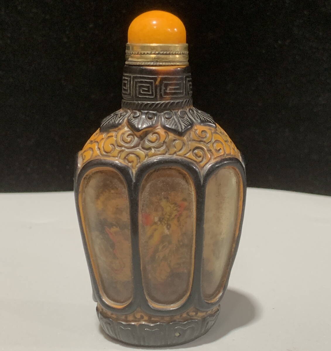 Chinese item, former collection, Qing Dynasty, old lapis lazuli carving, hand-painted dragon-shaped snuff bottle, miniature carving, period item, exquisite workmanship, figurine, antique Chinese art, period item YJG46, sculpture, object, oriental sculpture, others