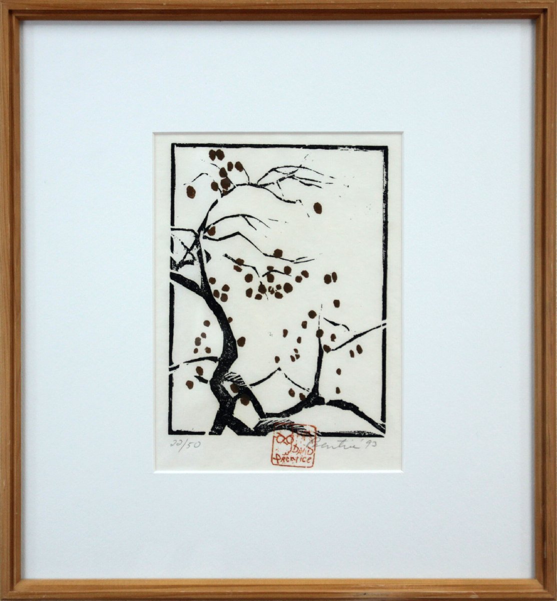 Pintura en madera de ciruela de David Prentice [Auténtica garantizada] - Galería Hokkaido, Obra de arte, Huellas dactilares, grabado en madera