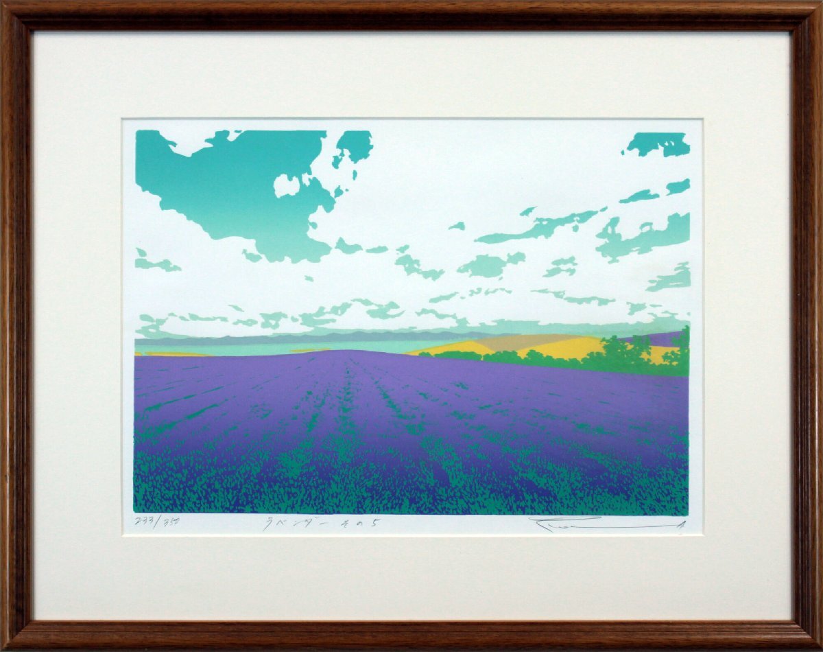 Pintura de serigrafía Takeo Homma Lavender No. 5 [Auténtica garantizada] - Galería Hokkaido, Obra de arte, Huellas dactilares, Serigrafía