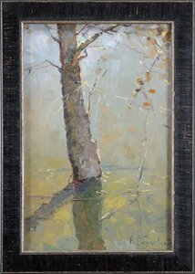 Art hand Auction オブホフスキー『春･エチュード』油彩画 絵画 - 北海道画廊, 絵画, 油彩, 自然, 風景画