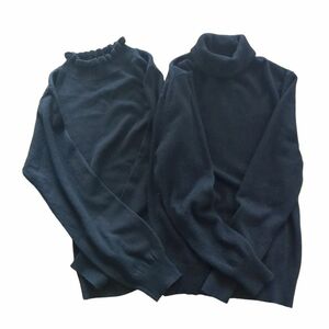 UNIQLO タートルネックニットS 　earth music＆ecologyハイネックニットF　2着セット　ネイビー 長袖