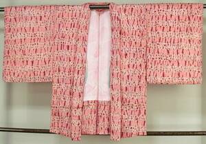 ち60　正絹　総絞り　羽織　ピンク色系　身丈76ｃｍ