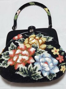 和278　とっても豪華な高級ビーズバッグ　黒　超美品！おすすめ品！