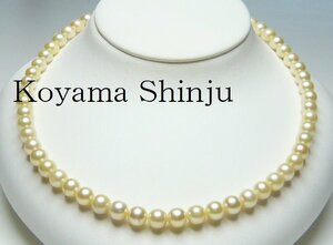 新品★小山真珠★１円～美色カラー！シャンパンゴールドクリームグリーンピンク系あこや本真珠パールネックレス