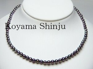 新品★小山真珠★１円～人気商品！絶品カラー！稀少サイズ4.0-4.5ｍｍ！ピーコック系ベビーあこや本真珠パールネックレス