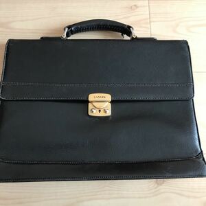  Lanvin /LANVIN briefcase business bag original leather black black 