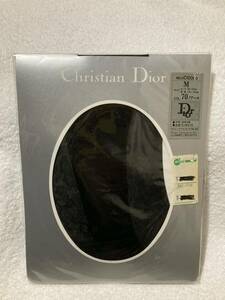 【新品】Christian Dior ロゴ入りアウトゴム マチ＆カカト付 左足ワンポイント 黒 パンティストッキング パンスト