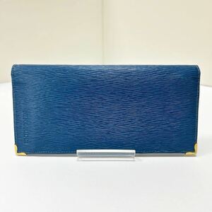 ◆NINA RICCI ニナ リッチ◆　長財布　二つ折り　本革　小銭入れ有　ゴールド金具　ブルー　MADE IN ITALY 【USED】0320