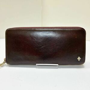 ◆PATRICK COX パトリックコックス◆ 長財布　ラウンドジップ　本革　小銭入れ有　ダークブラウン 【USED】0328