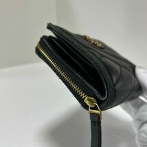 ◆TORY BURCH トリーバーチ◆ 折り財布　キラシェブロン　キルティング　ラウンドジップ　小銭入れ有　ブラック 【USED】0312_画像5