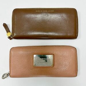 ◆MARC BY MARC JACOB マークバイマークジェイコブス 長財布 2点セット◆ ラウンドジップ　ブラウン＆ピンク 【USED】0325