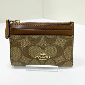 ☆良品☆ ◆COACH コーチ◆ コインケース　パスケース　シグネチャー　PVC×レザー　キーリング付き　型番：88208 【USED】0325