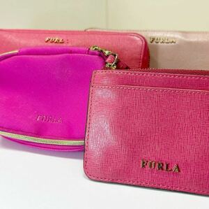 ☆FURLA フルラ 4点セット☆　長財布＆長財布＆コインケース＆ミニポーチ　レザー　ピンク 【USED】0319