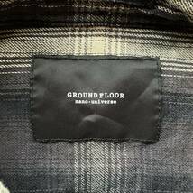 【美品】nano universe GROUND FLOOR オンブレチェック柄 長袖シャツ S ブラック ホワイト／ナノユニバースグランドフロア白黒シャドー_画像9