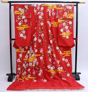 cherry*y9410qo* hot . spring. costume city * Mai . san. long-sleeved kimono single goods * large long-sleeved kimono discount long-sleeved kimono * red series * wedding flower . Mai . costume cosplay [ used / poly- 