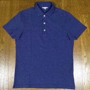 8.5@ 美品「UNIQLO」半袖 鹿の子 ポロシャツ Dark-Blue SIZE:L