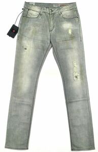 8.5@ 新品「ZU+ELEMENTS」“DENIM BASIC PANT ARI” ヴィンテージ&ダメージ加工 ナチュラルストレッチ スキニージーンズ SIZE:33 トルコ製