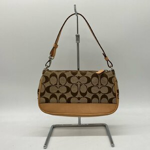 ●中古良品　COACH コーチ シグネチャー ハンドバッグ アクセサリーポーチ 6094 キャンバス