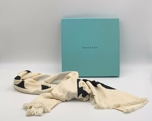 □★TIFFANY＆Co. ティファニー シルク ロゴ入り ストール ショール オフホワイト (S0321)