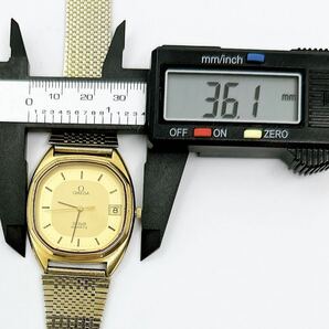 03309 オメガ OMEGA ジャンク 難あり デビル DE VILLE メンズ 腕時計 デイト クォーツ 電池式 QZ ゴールドカラーの画像10