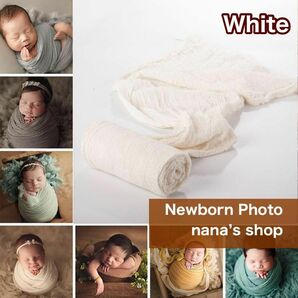 白♪フワフワおくるみ♪ニューボーンフォト撮影 ベビーラップ 赤ちゃん 記念写真の画像1