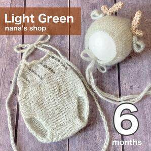 6ヶ月編み込みライトグリーン♪辰帽子とオーバーオール ニューボーンフォト撮影衣装