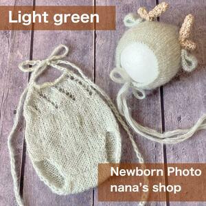  knitting light green!. hat . overall new bo-n photo photographing costume green 