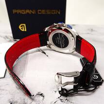 送料無料・新品・パガーニデザイン・メンズ・クロノグラフクオーツ式腕時計・クロコ型押し本革レザー・オマージュウオッチ・PD-3306 BK_画像7