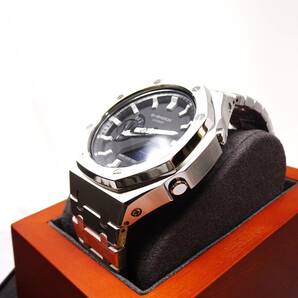 送料無料・新品・Gショックカスタム本体付きGA2100海外オールステンレス製シルバーベゼルベルトモデルメンズ腕時計・カシオークの画像8