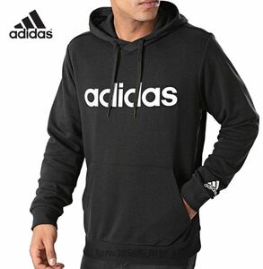 ★送料230円 アディダス ロゴ パーカー【XL】定価6039円 adidas 新品 長袖 黒 スポーツ フーディー 運動 ジャージ O 9064 裏起毛