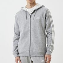 ★送料520円 adidas フルジップ パーカー【2XL】定価7150円 新品 カジュアル スポーツ フーディー 長袖 グレー アディダス 6479 ジャージ_画像4