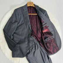 【美品】高級 上質生地 Ermenegildo Zegna エルメネジルド ゼニア セットアップスーツ ストライプ Lサイズ相当_画像1