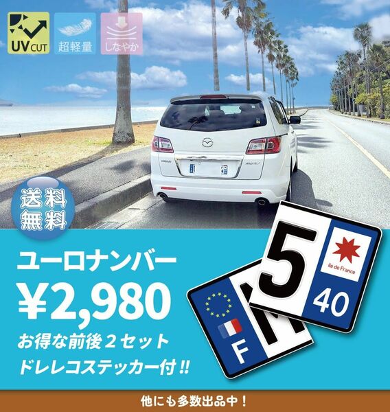 貼るタイプの ユーロナンバープレート お好きなナンバーで作成 オーダーデザイン 選べる素材3タイプ