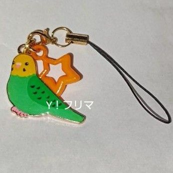 セキセイインコ ハンドメイド ストラップ グリーン ピー太郎オリジナル 未使用品