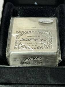 zippo 底面斜体 ロゴ ニューヨークデザイン 筆記体 前面刻印 年代物 1991年製 NEW YORK DESIGN 希少刻印 デットストック ケース 保証書