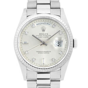 Rolex Day Date 8p Diamond/2p Baget Diamond 18239a Silver T Fan Используется мужские часы