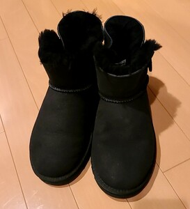 [ ultimate beautiful goods ]UGG UGG mouton boots Classic Mini black black Bayley bow button size 8 25cm emu cooler bla